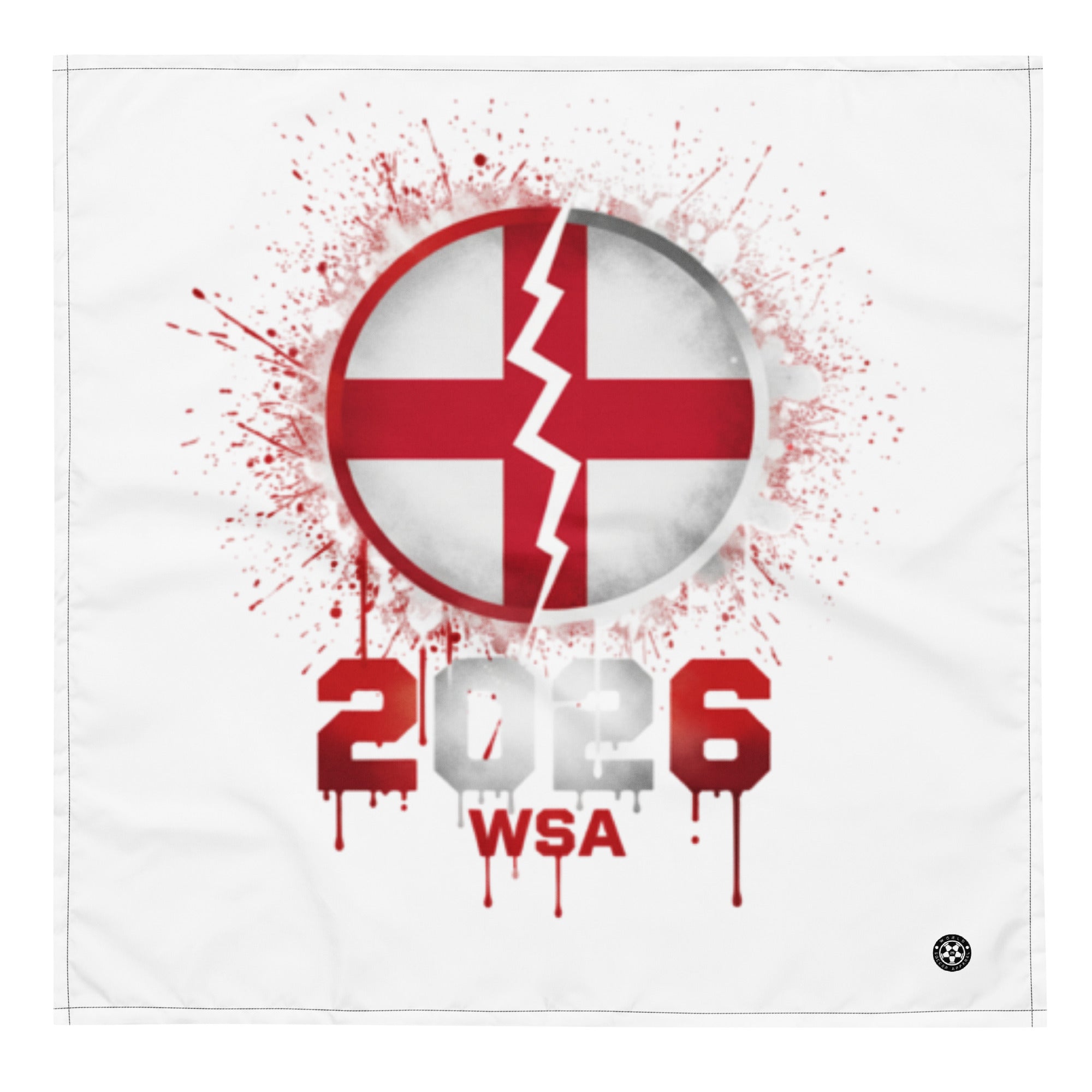 Design with a red and white emblem, '2026 WSA' text, and splatter effects on a white background.