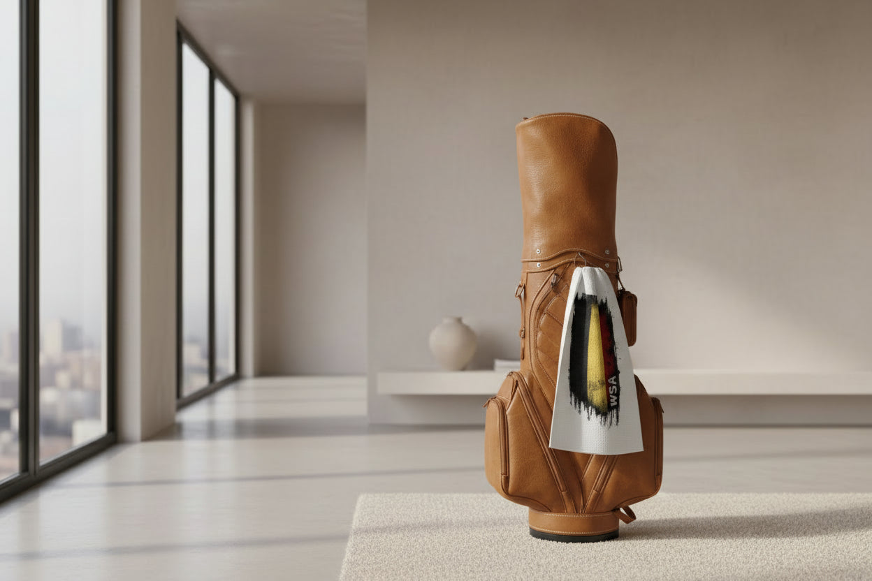 Towel with a flag design and 'WSA' text on a white background