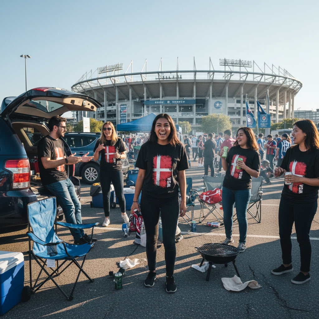 Black t-shirt with a Danish flag design and 'WSA' text on a white background