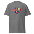 Gray t-shirt with 2026 FIFA World Cup logo featuring American and Mexican flags on a white background