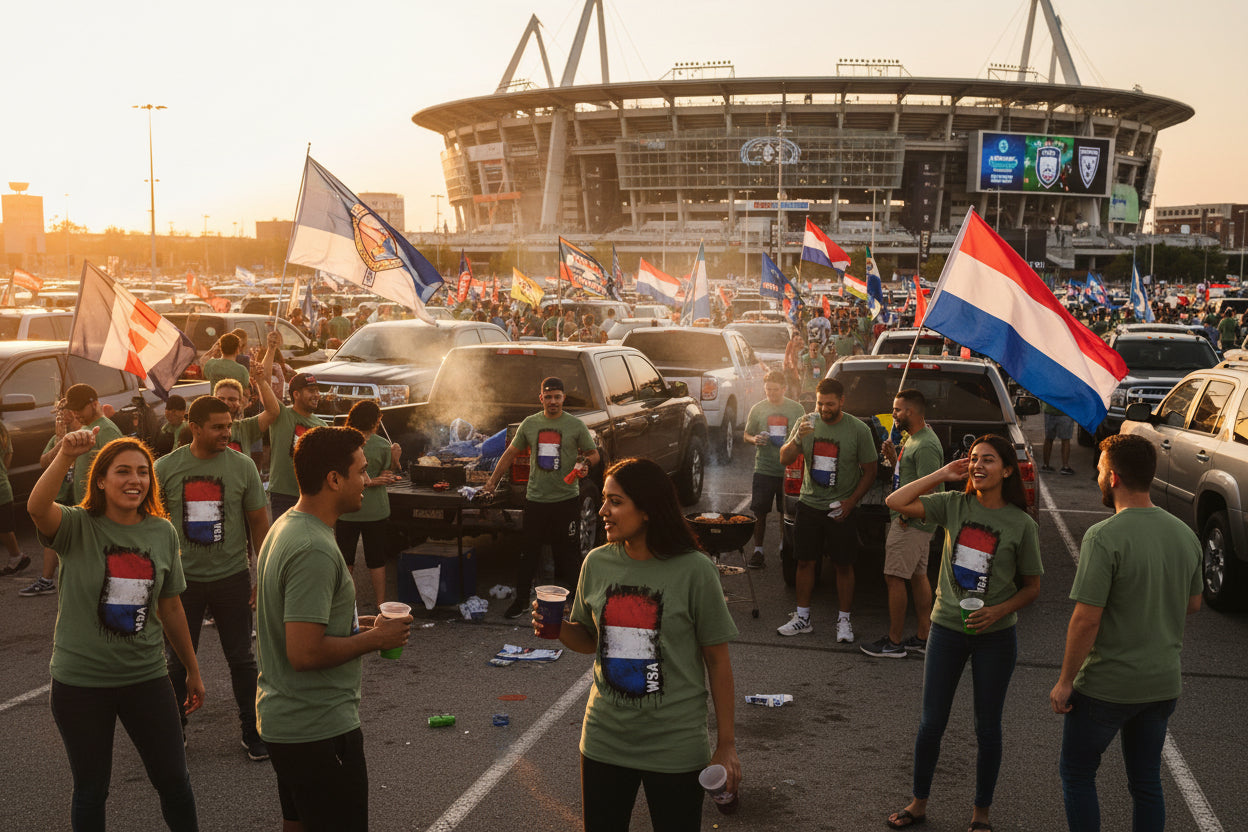 Green t-shirt with a colorful graphic and 'WSA' text on a white background