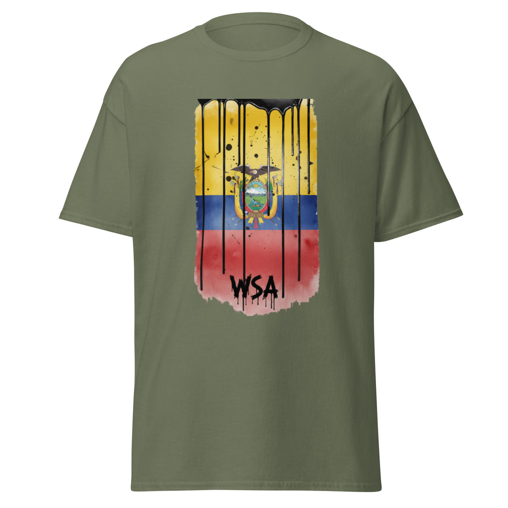 Green t-shirt with a colorful graphic design and 'WSA' text on a white background