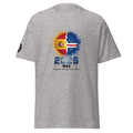 Gray t-shirt with a colorful design featuring flags and '2026 WSA' text on a white background