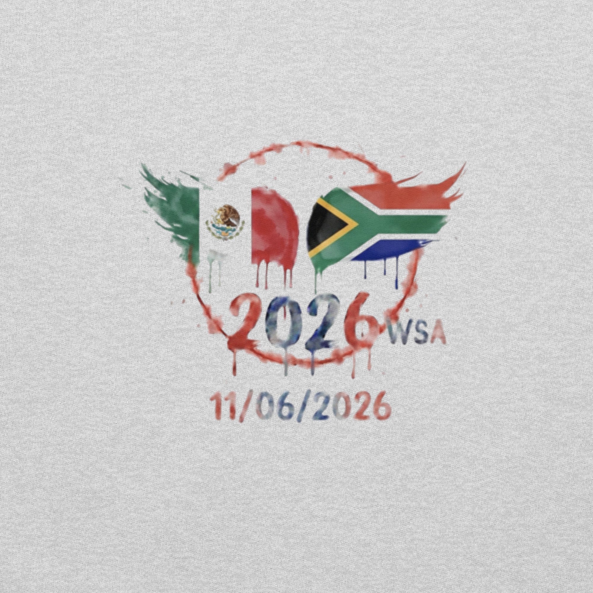 Design with flags and text '2026 WSA' on a textured background