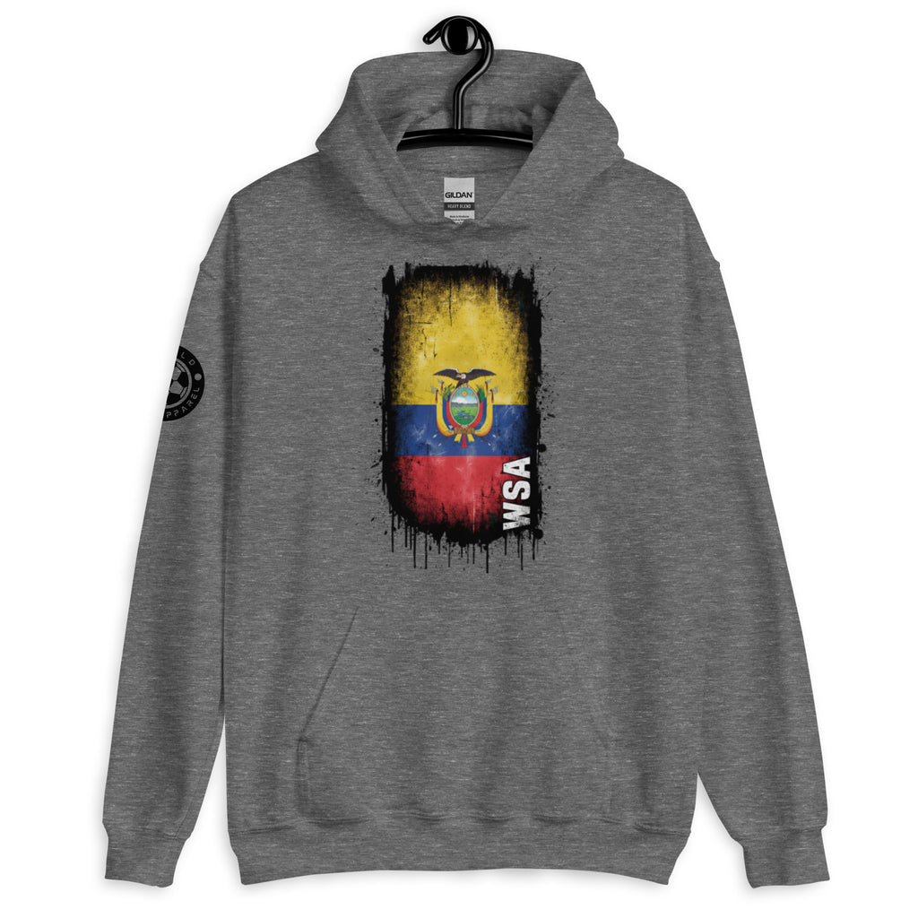 Gray hoodie with a colorful graphic on a white background