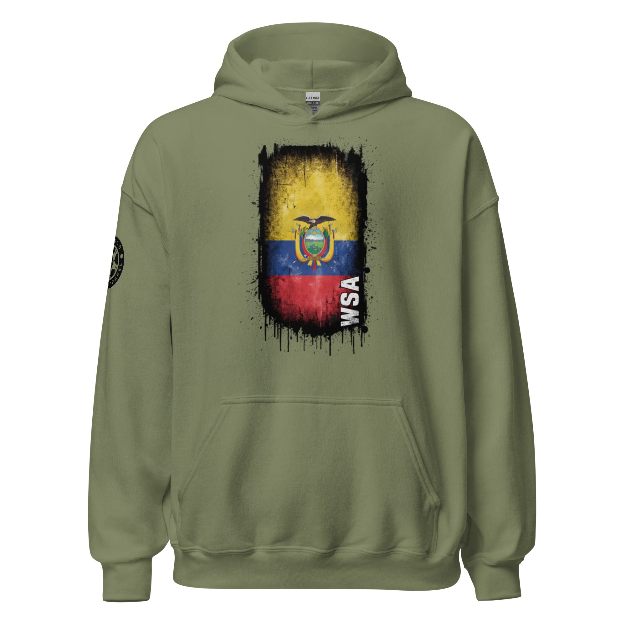 Green hoodie with a colorful graphic on the chest and sleeve, featuring the WSA logo.