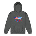 Gray hoodie with American and Argentinian flag design and '2026' text on a white background